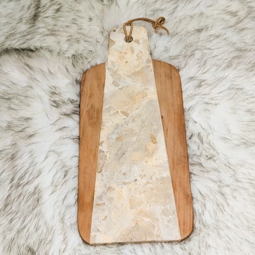 Anthropologie Marbled Acacia Cheese Board